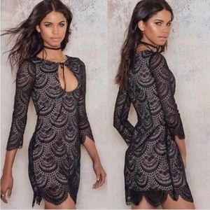 For Love & Lemons Rosalita Black Long Sleeve Mini